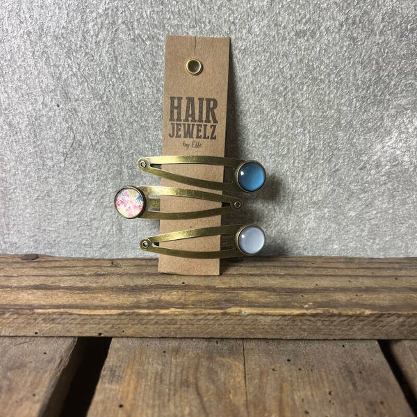 Hairjewelz color clip click Ocean Sky