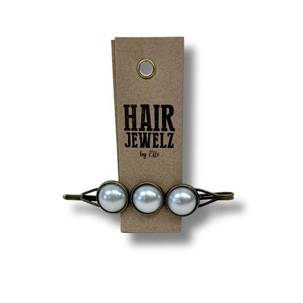 Hairjewelz color clip triple Pearl