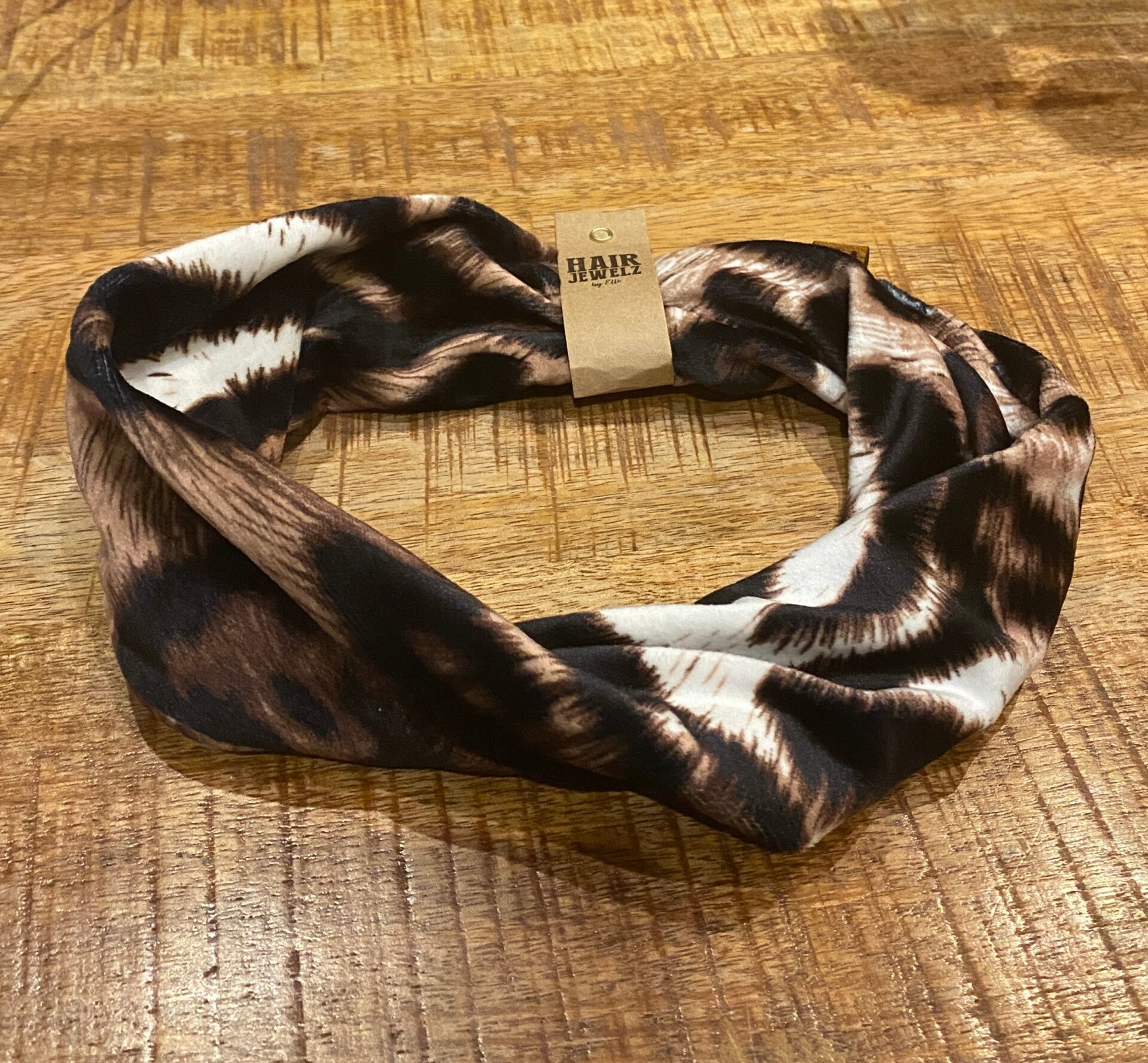 Hairjewelz haarband twist Soft Leopard
