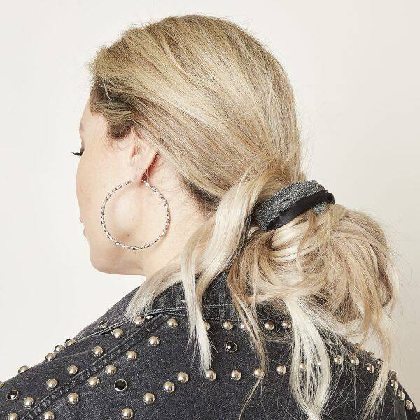 Scrunchie set van 2 zwart - zilver