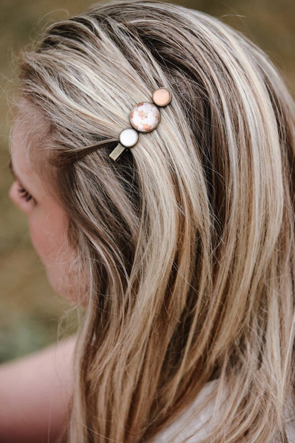 Hairjewelz color clip alligator Taupe Garden