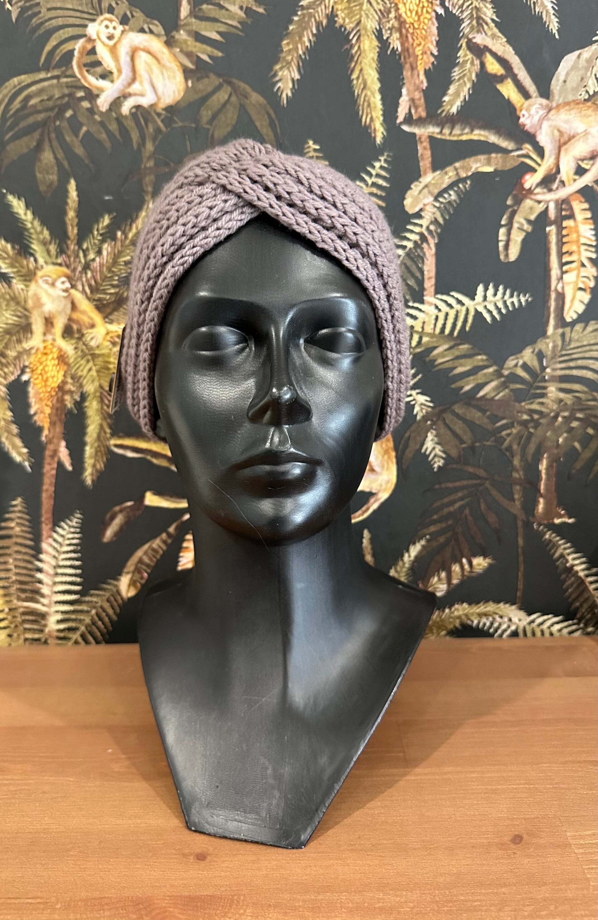 Haarband knitted donkergrijs