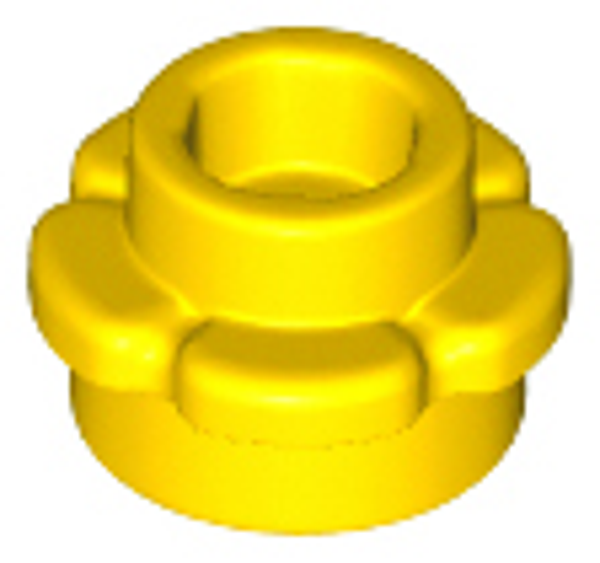 ID item:24866, Plate, Round 1 x 1 with Flower Edge, Yellow