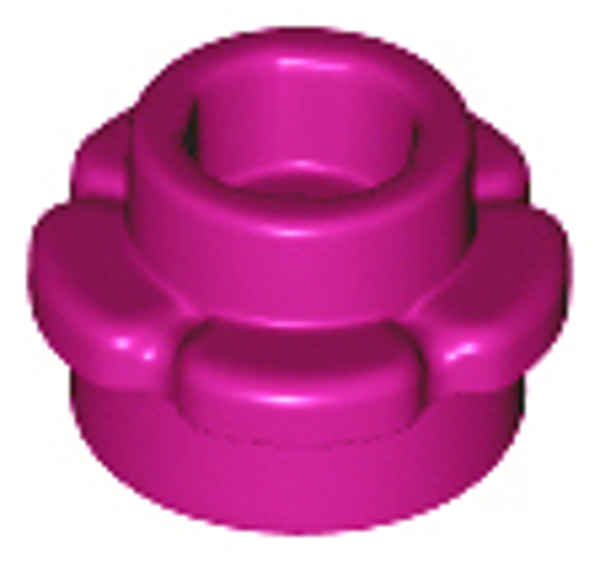 ID item:24866, Plate, Round 1 x 1 with Flower Edge, Magenta
