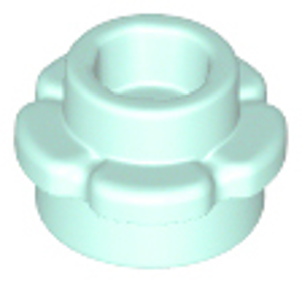 ID item:24866, Plate, Round 1 x 1 with Flower Edge, Light Agua