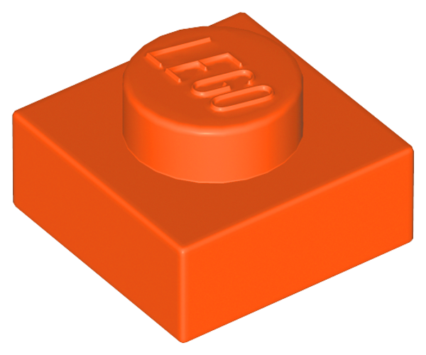 ID item:3024 Plate 1 x 1, Reddish Orange
