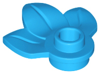 ID item:32607, Plant Plate, Round 1 x 1 with 3 Layered Leaves, Dark Azur