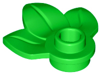 ID item:32607, Plant Plate, Round 1 x 1 with 3 Layered Leaves, Bright Green