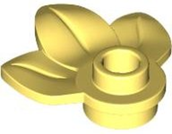 ID item:32607, Plant Plate, Round 1 x 1 with 3 Layered Leaves, Bright Light Yellow