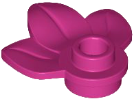 ID item:32607, Plant Plate, Round 1 x 1 with 3 Layered Leaves, Magenta