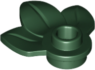ID item:32607, Plant Plate, Round 1 x 1 with 3 Layered Leaves, Dark Green