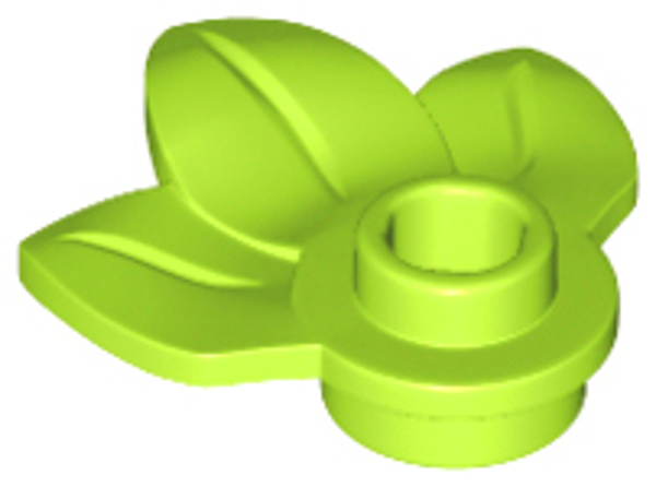 ID item:32607, Plant Plate, Round 1 x 1 with 3 Layered Leaves, Lime
