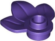 ID item:32607, Plant Plate, Round 1 x 1 with 3 Layered Leaves, Dark Purple