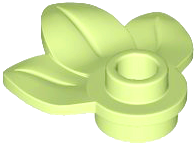 ID item:32607, Plant Plate, Round 1 x 1 with 3 Layered Leaves, Yellowish Green