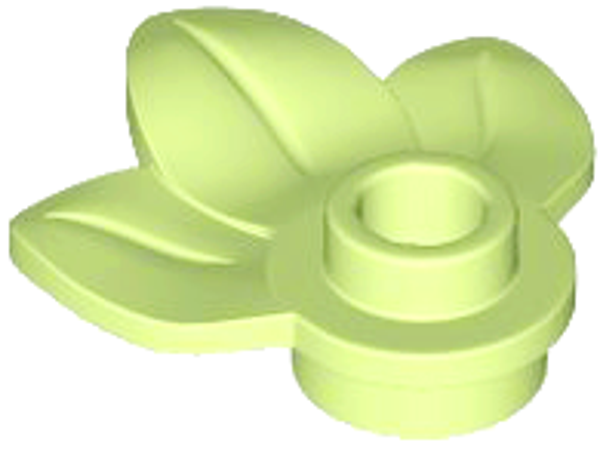 ID item:32607, Plant Plate, Round 1 x 1 with 3 Layered Leaves, Yellowish Green