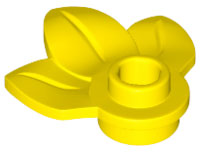 ID item:32607, Plant Plate, Round 1 x 1 with 3 Layered Leaves, Yellow