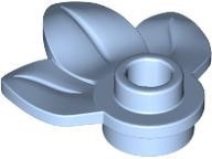 ID item:32607, Plant Plate, Round 1 x 1 with 3 Layered Leaves, Bright Light Blue