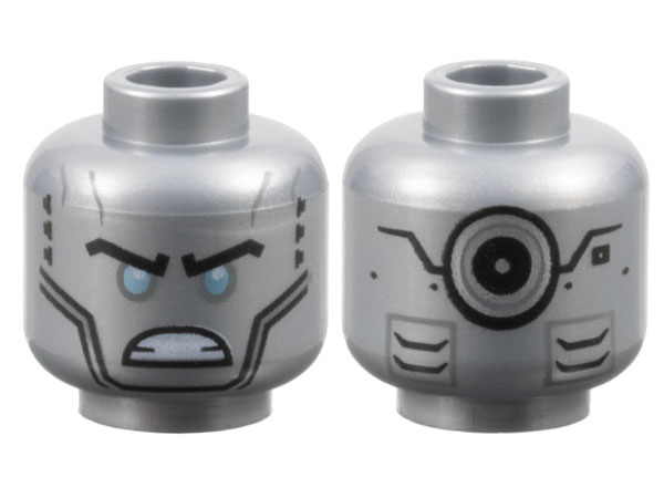 ID item:3626pb2029, Head Alien Robot, Flat Silver
