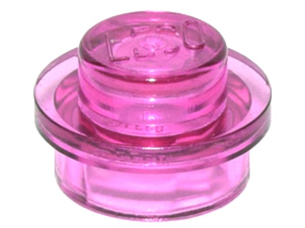 ID item:4073, Plate, Round 1 x 1, Trans Drak Pink