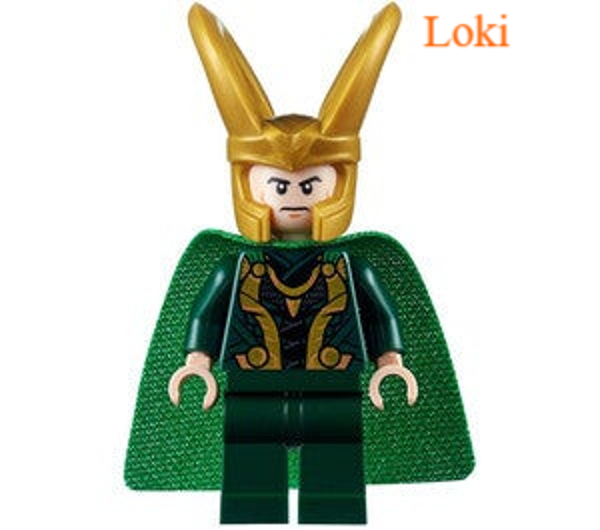 Lego Loki minifiguur met gouden staf