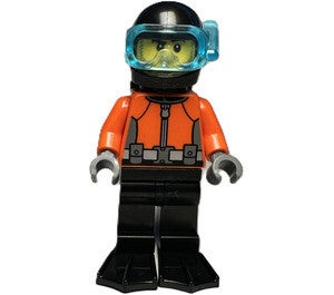 Lego duiker met roodachtige oranje wetsuit Minifiguur