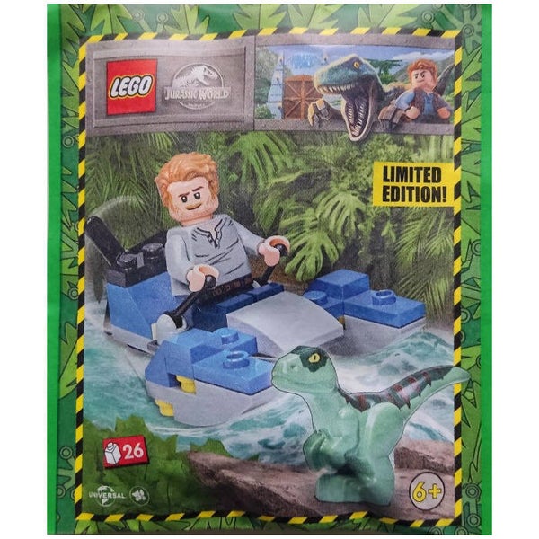 Lego Owen with swamp speeder and raptor 122331