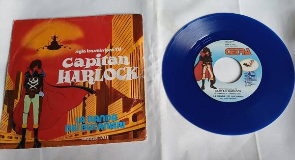 Disco 45 giri Capitan  Harlock Colore blu anno 1979 La banda dei bucanieri Toei Animation Dynamic Production RAI