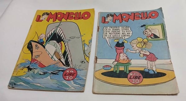 Lotto 2 fumetti il monello n. 4 n. 10 lire 30 anno V 1957