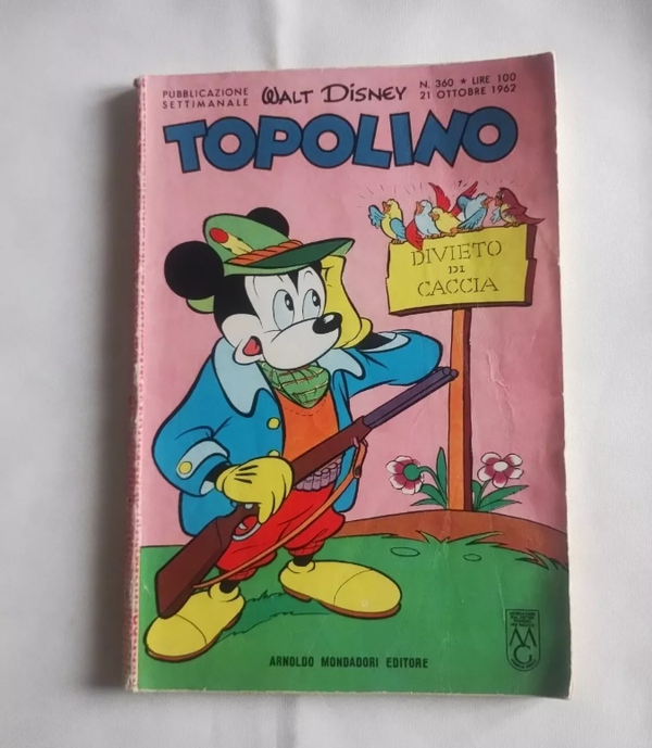TOPOLINO   N° 360   WALT DISNEY   21 OTTOBRE  1962   ANOLDO MONDADORI EDITORE   COMPLETO DI FIGURINE , BOLLINO, GIOCHI DA FARE