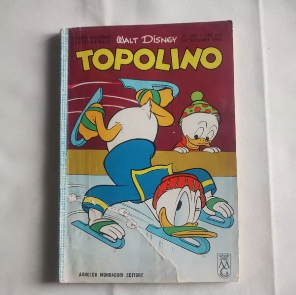 TOPOLINO   N° 362   WALT DISNEY   16 DICEMBRE 1962   ANOLDO MONDADORI EDITORE   COMPLETO DI FIGURINE , BOLLINO, CEDOLA , BUONE CONDIZIONI,  STRAPPO IN PRIMA DI COPERTINA RESTAURATO, STRAPPO IN PRIMA PAGINA