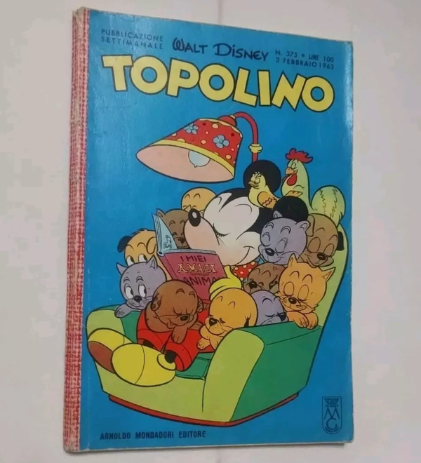 TOPOLINO   N° 375   WALT DISNEY   3 FEBBRAIO 1963   ANOLDO MONDADORI EDITORE   COMPLETO DI FIGURINE E BOLLINO