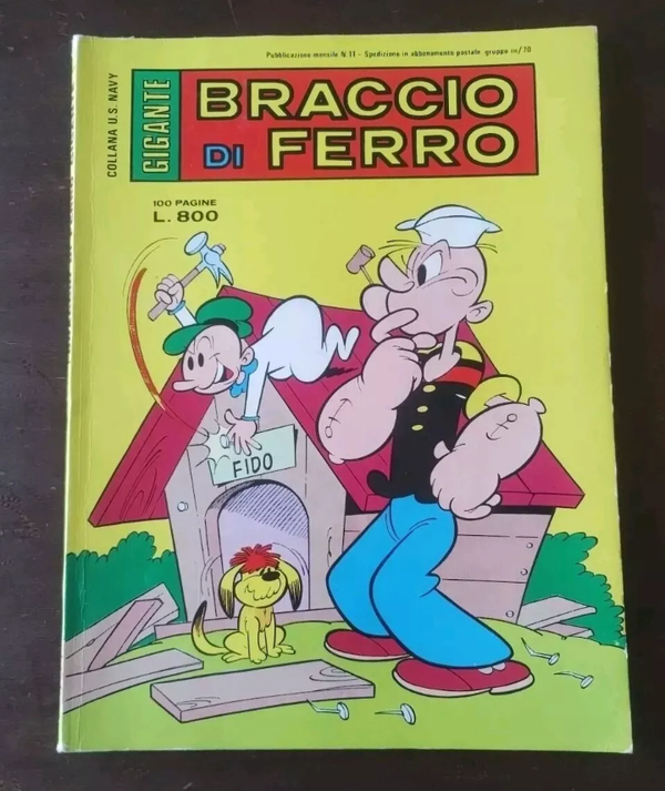 BRACCIO DI FERRO   GIGANTE   COLLANA U.S. NAVY   N° 11   GENNAIO 1978   BIANCO E NERO + COLORE   EDIZIONI METRO.