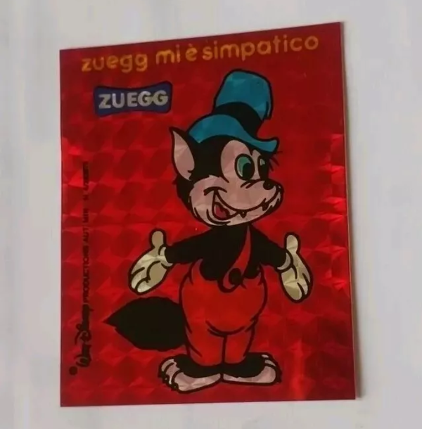 ADESIVO VINTAGE   WALT DISNEY   ZUEGG MI È SIMPATICO   PRISMATICO ROSSO   PERSONAGGIO LUPETTO