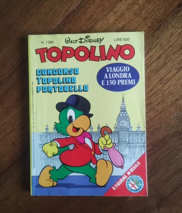 TOPOLINO  N° 1368  WALT DISNEY  14 FEBBRAIO 1982  CON DENTRO PRESENTI LE 8 FIGURINE ALFA ROMEO