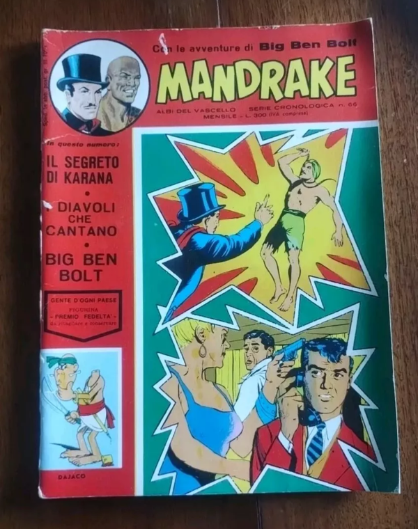 MANDRAKE  ALBI DEL VASCELLO MENSILE SERIE CRONOLOGICA N° 66   TUTTA A COLORI   7 - 1974  EDIZIONI FRATELLI SPADA.