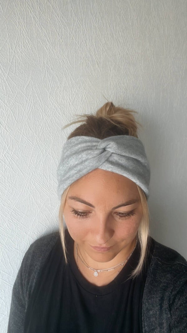 Stirnband Strick Grau