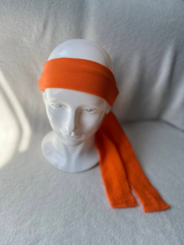 Musselin Haarband Orange zum binden - die vielseitig schnelle Bohofrisur