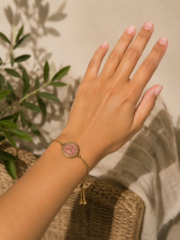 Verstelbare armband roze knoop