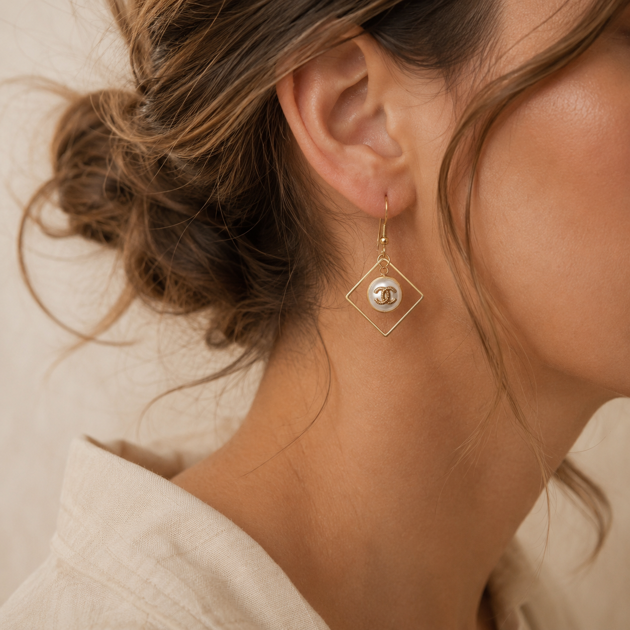 Pearl Square Earrings