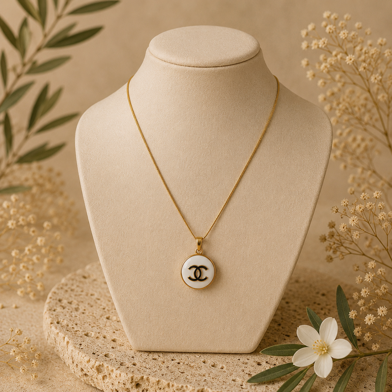 Ketting grote witte bedel