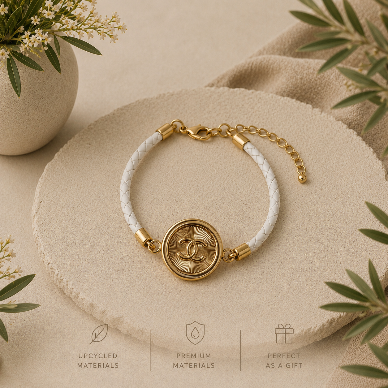 Armband gevlochten wit goud