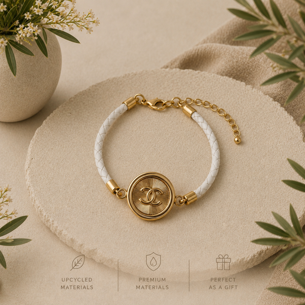 Armband gevlochten wit goud