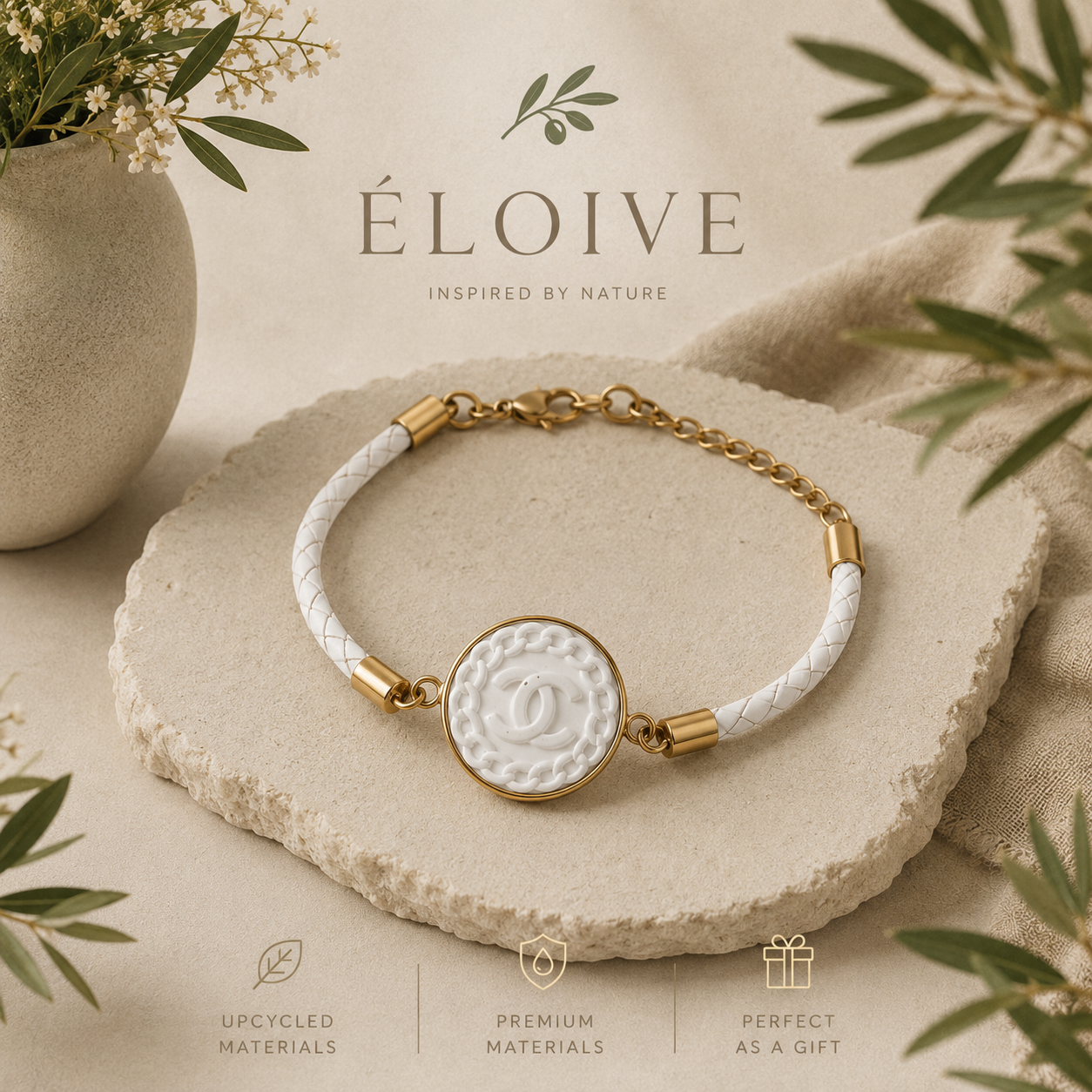 Armband wit gevlochten