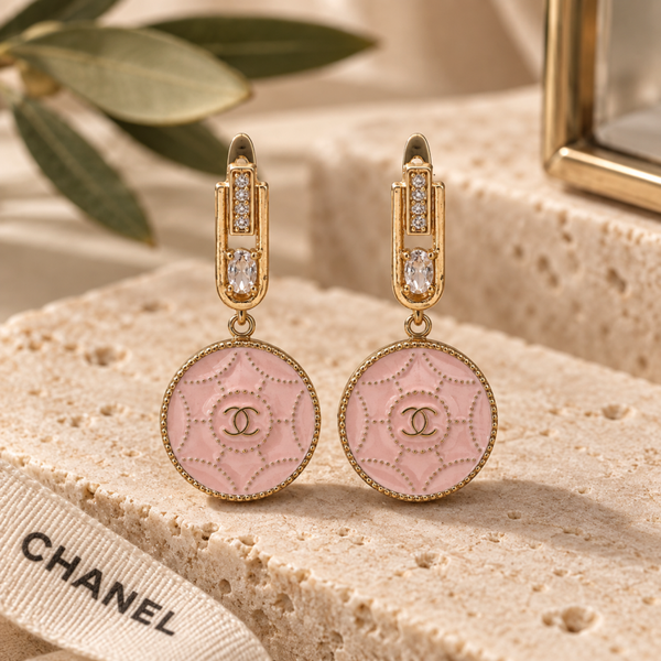 Pink camelia Earrings