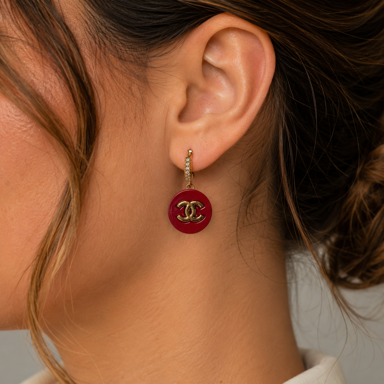 Oorbellen rood & goud