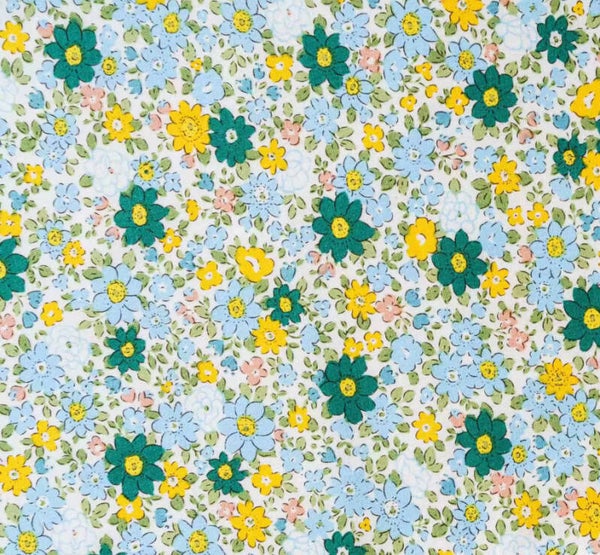 Popelín flores verdes