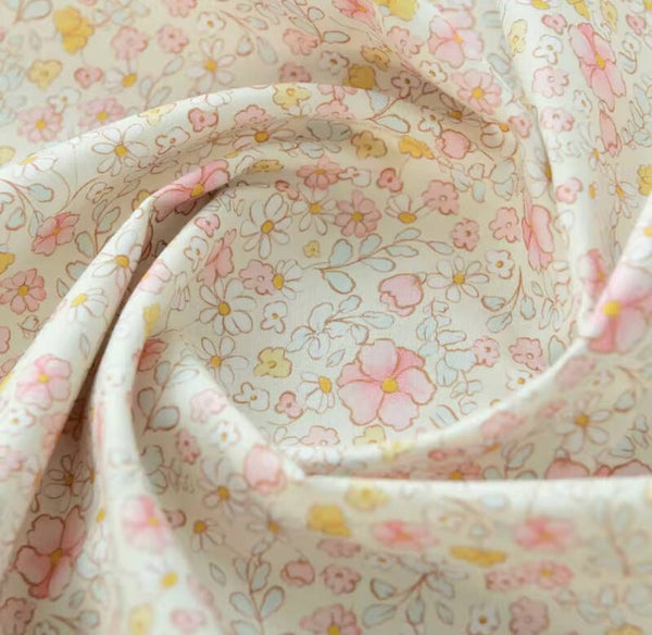 Popelín flores pastel