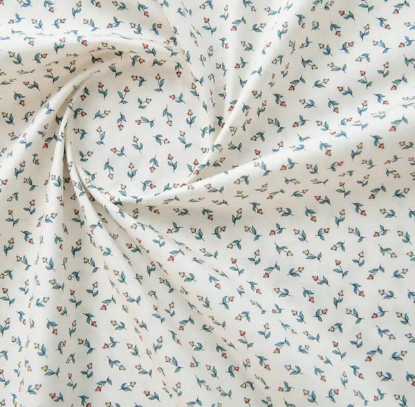 Popelín flores fondo blanco