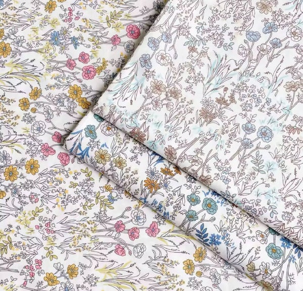 Popelín florecitas y ramas