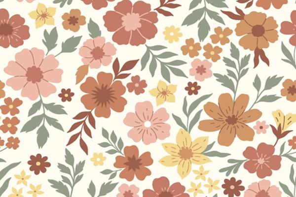 Tela de punto estampado flores grandes